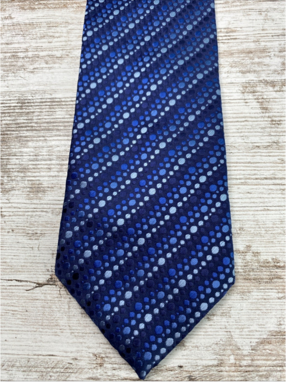 Max Blue Geometric Dot Necktie Navy Royal Light Blue Polyester Tie